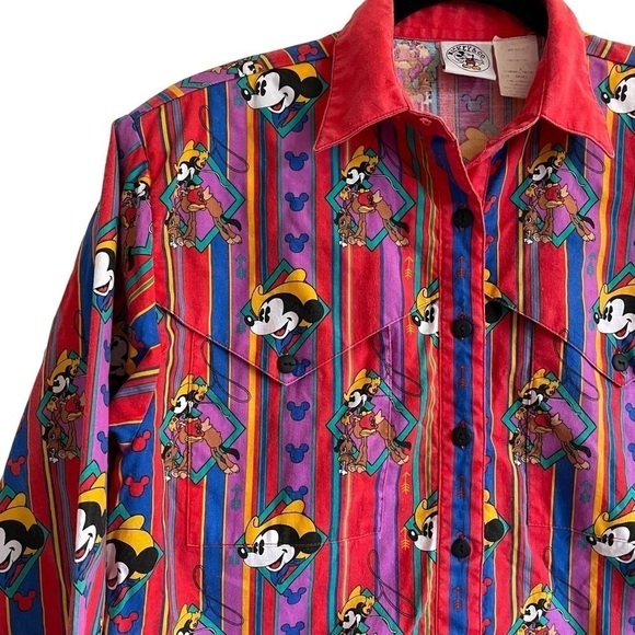 Vintage Disney Cowboy Mickey Mouse Button Down Shirt, Western Cowboy, Size S - Picture 3 of 9